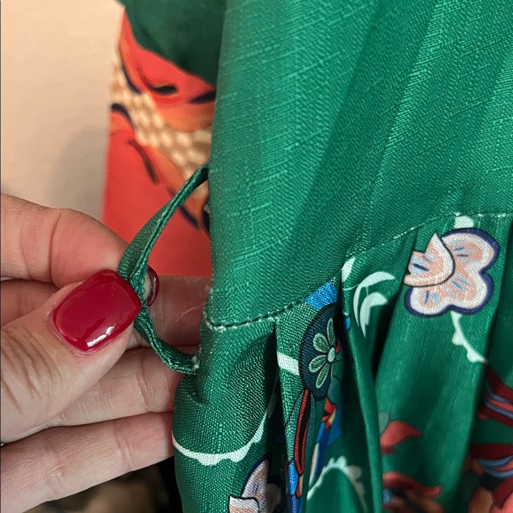 Green and Orange Long Sleeve Dress - Picture 4 of 6
